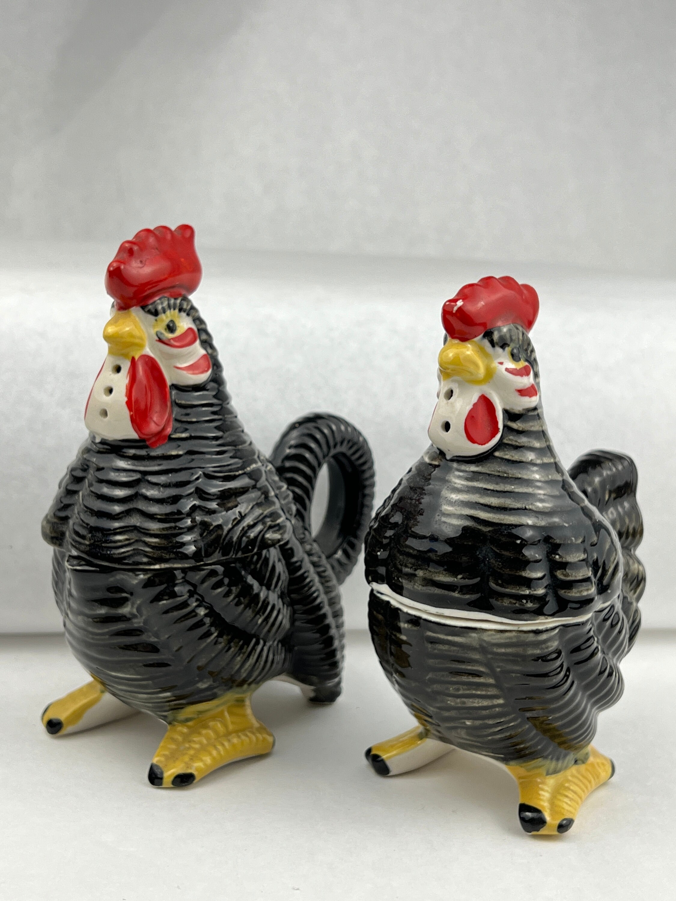 Relco Japan Rooster Hen Salt and Pepper Creamer Sugar Stacking Set Vintage 50's Etsy