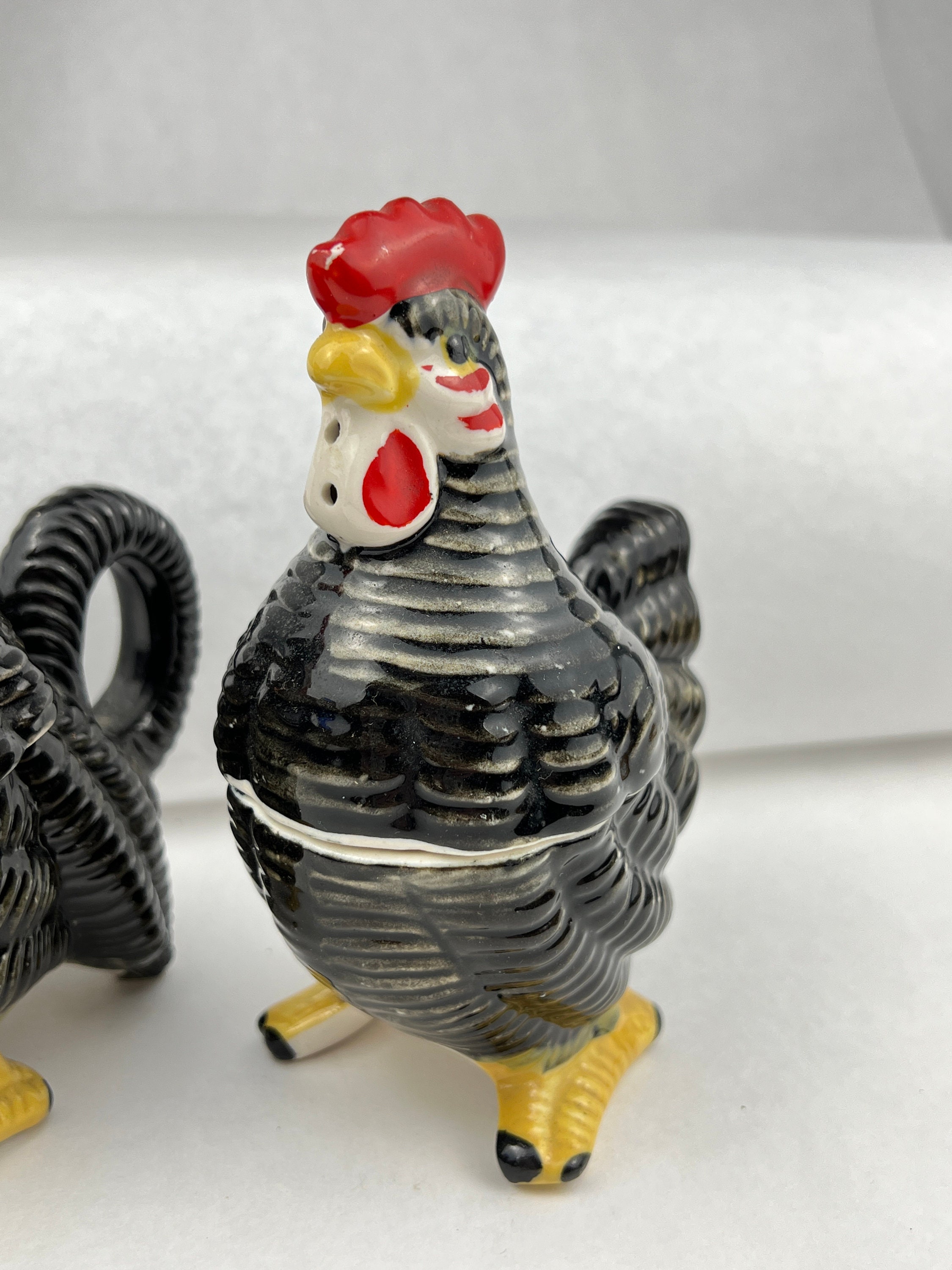 Relco Japan Rooster Hen Salt and Pepper Creamer Sugar Stacking Set Vintage 50's Etsy