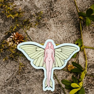 Luna Moth Girl, Die Cut Stickers, Vinyl Stickers, Cute