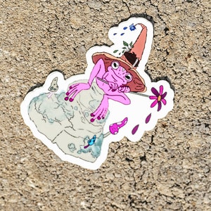 Cute Witchy Frog Die Cut Sticker, Vinyl Sticker, Cute