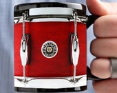 Gretsch Red Drum Mug, Drummer Coffee Mug, Present for Drummers, 2-D Printed Ceramic Mug, Gift For Men, Gift For Him, Guitar Coffee Mug