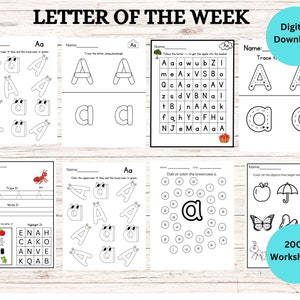 Letter of the Week Worksheets Printable, Alphabet Busy Book, Learning Binder, Preschool Curriculum, Kindergarten,Homeschool