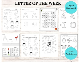Letter of the Week Worksheets Printable, Alphabet Busy Book, Learning Binder, Preschool Curriculum, Kindergarten,Homeschool