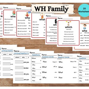WH Family Question words - Kindergarten - Homeshool- Learn to Read WH Family sentences -WH- questions