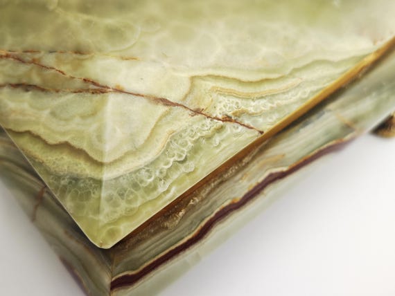 Vintage Italian Green Onyx Jewelry / Cigarette Box – S. Rimoli, Trieste  (1960s)