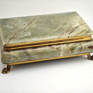 Vintage Italian Green Onyx Jewelry / Cigarette Box – S. Rimoli, Trieste  (1960s)