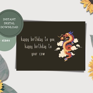 ムーシューの印刷可能な誕生日カード — ムーラン — ドラゴン — デジタル誕生日カード — デジタルダウンロード — 文房具 — ディズニー