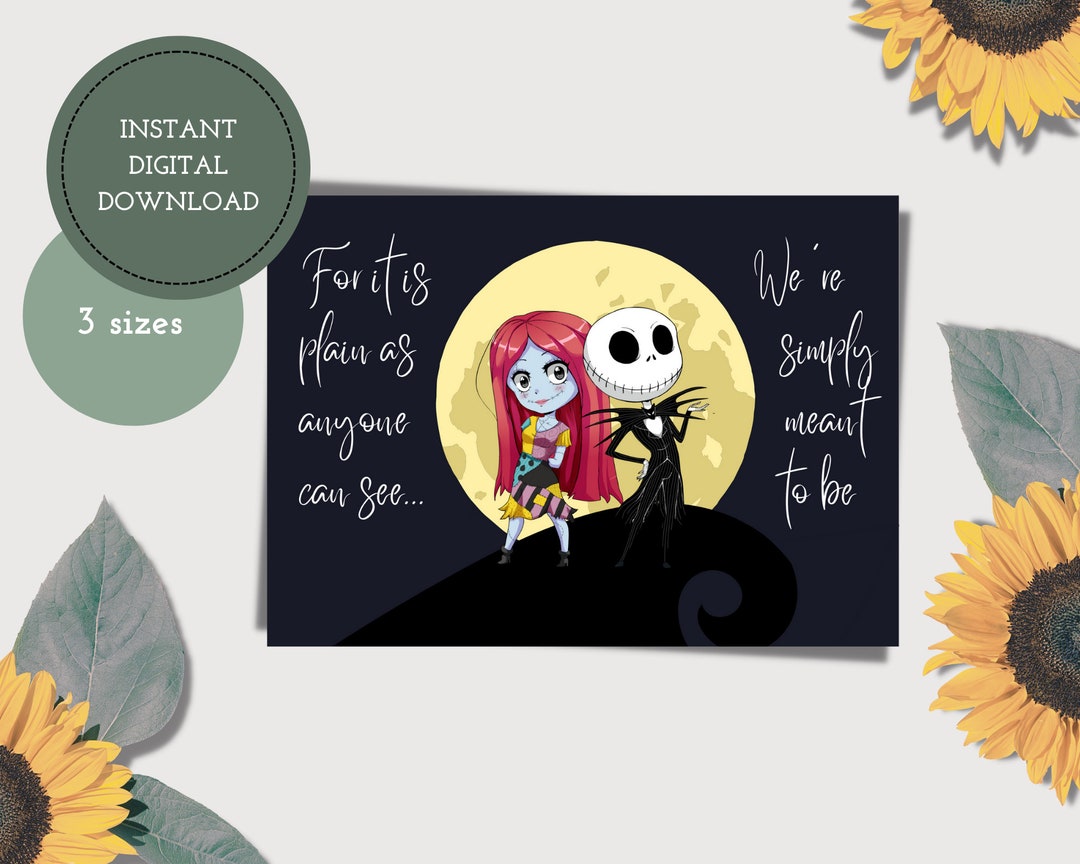 Jack and Sally Printable Anniversary Card digital Anniversary Card digital Download the ...