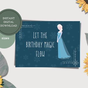 Carte d'anniversaire imprimable Frozen — Elsa — Let it Go — Carte d'anniversaire numérique — Téléchargement numérique — Stationnaire — Disney