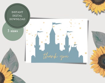 Castle Printable Thank You Card — WDW — Disneyland — Theme Park — Digital Thank You Card — Minimalist Card