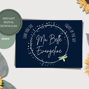 Evangeline afdrukbare jubileumkaart — De prinses en de kikker — Ma Belle Evangeline — Digitale jubileumkaart — Romantische kaart