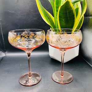 2 Taças de Champanhe Rosa Vintage