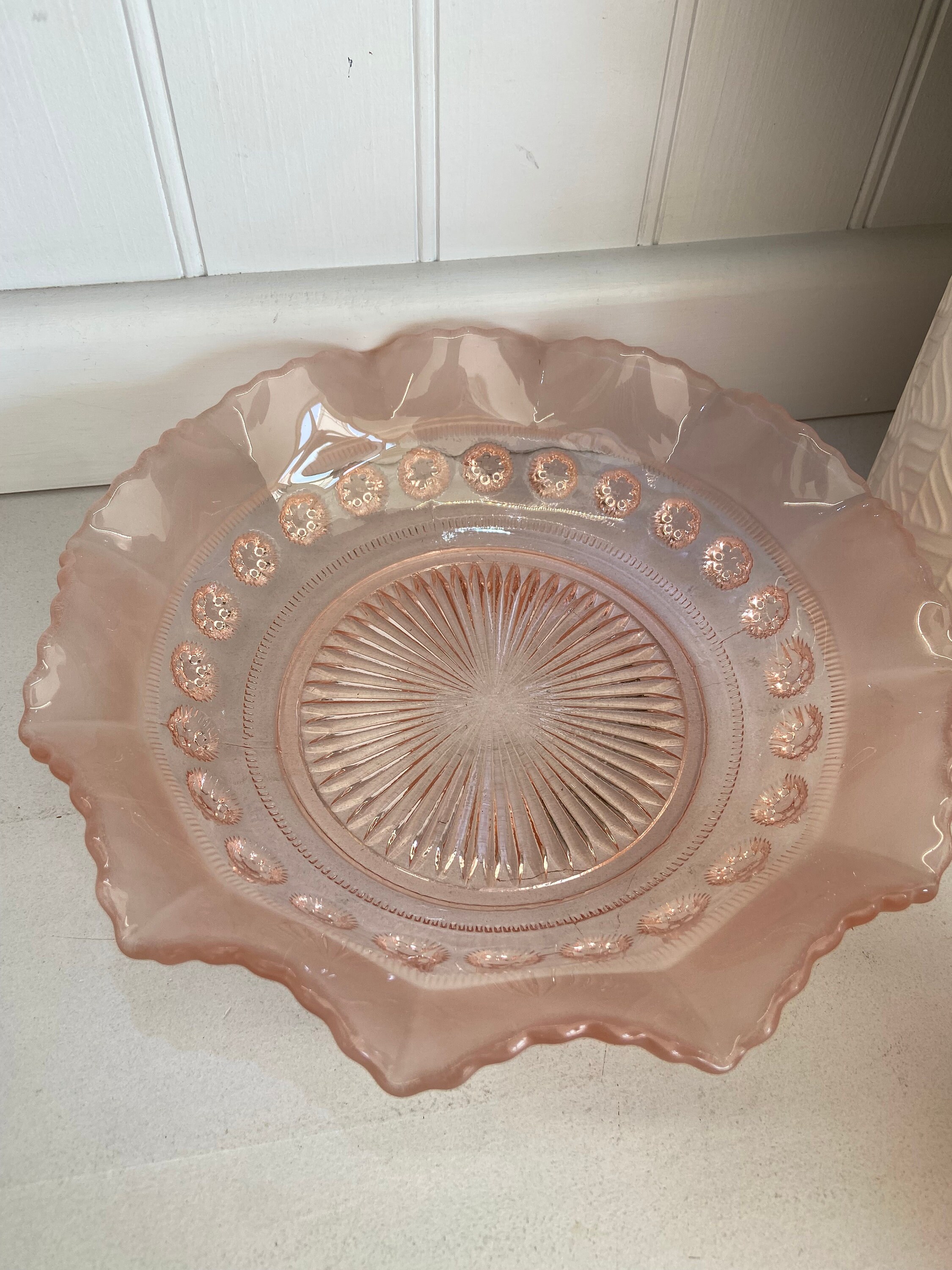 Sowerby Large Pink Glass Serving Bowl With 5 Smaller Pink Etsy UK