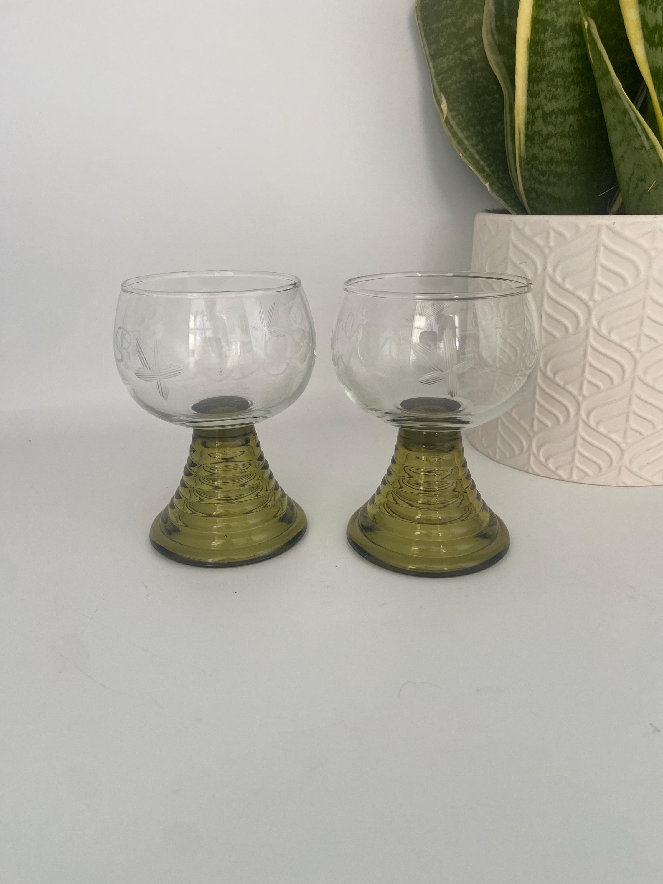 2 Vintage Beehive Stemmed Wine Glasses