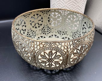 A lovely Filigree Metal Fruit Bowl Plant Pot Holder