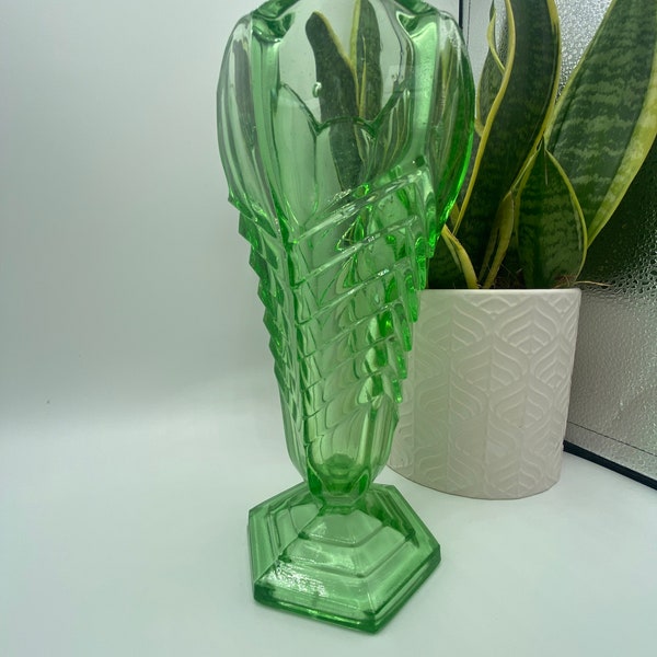 George Davidson Vintage Green Glass Vase