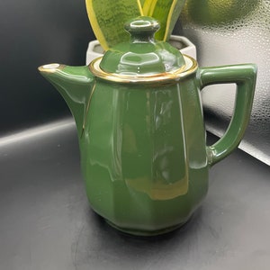 Vintage Apilco Green and Gold Coffee Pot
