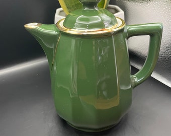 Vintage Apilco Green and Gold Coffee Pot