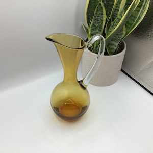 Hand Blown Amber Glass Jug,  Carafe, Water Jug.