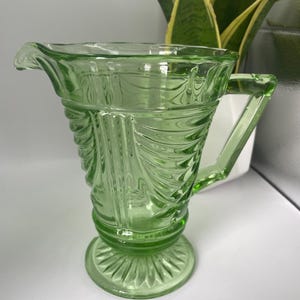 Mid-Century Art Deco Green Glass Jug/Pitcher