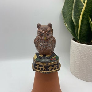 Small Vintage Hand Painted Owl Door Stop/Wedge.