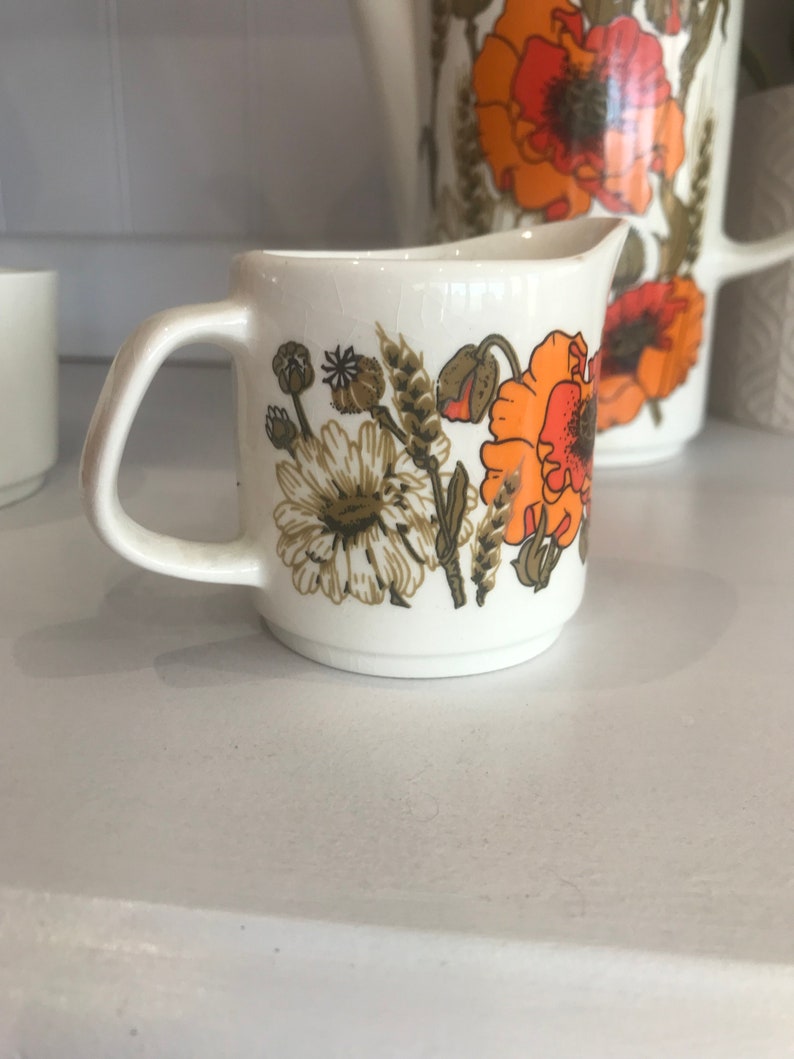 Vintage J G Meakin Poppy Coffee Pot Cream Jug and Sugar Bowl Etsy UK
