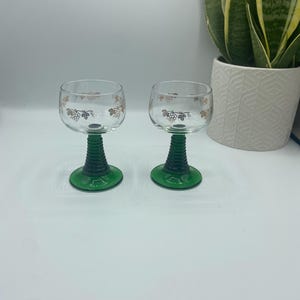 French Luminac Green Stemed Glasses