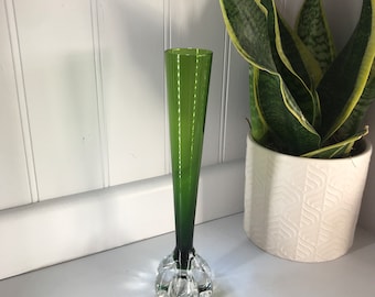 Vintage Olive Green Single Bud Vase