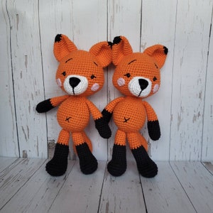 Amigurumi-Fuchsfigur, Gehäkeltes Stofftier, Handgemachte Actionfigur, Geburtsgeschenk, Amigurumi gefülltes Plüschtier