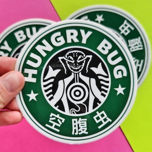 Op Starbucks geïnspireerde sticker Hungry Bug Doohedoro-logo