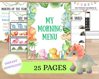 Dinosaur Morning Menu: Homeschool Printable (PDF)