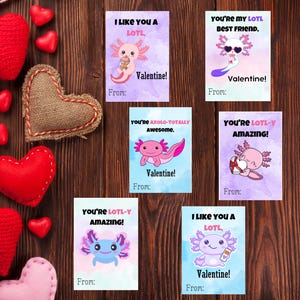 Printable Axolotl Valentines for kids | Printable Valentine | Classroom Valentine | Axolotl Valentine | Valentine Card | Valentines Day