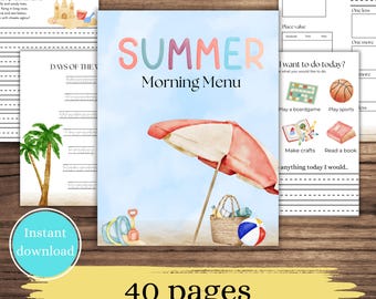 夏期小学生学習バインダー：算数、読解力、振り返り（PDFダウンロード）