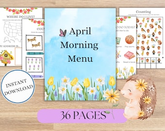 April Morning Menu: Homeschool Printable Learning Bundle (PDF)