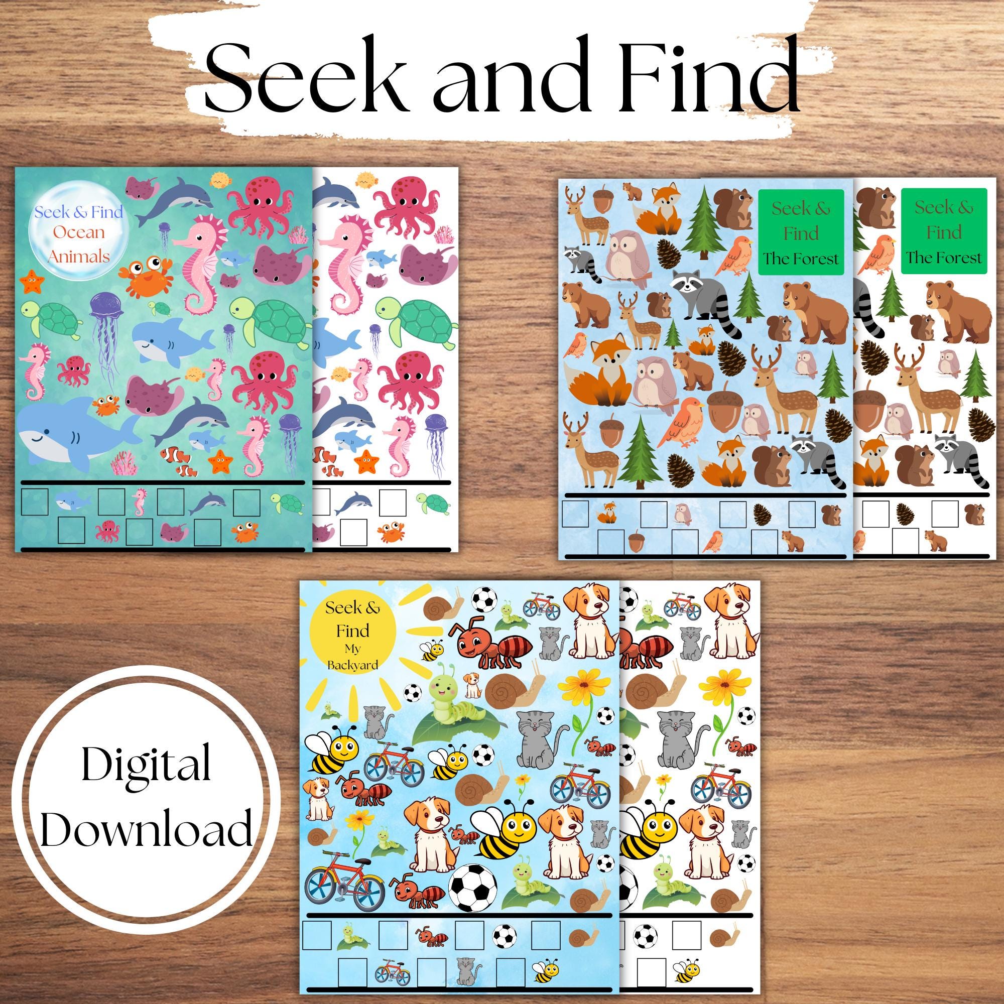 Seek and Find Worksheet | I Spy | Ocean Animals | Forest Animals ...