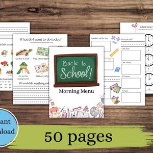 Back to School Elementary Morning Menu | Morning Basket | K-3 Homeschool | Fractions | Printable | PDF download |