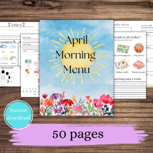 Caderno de Aprendizagem do Ensino Fundamental de Abril: Cardápio Matinal Imprimível de 50 Páginas (PDF)