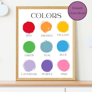 Homeschool Color Posters | Educational Classroom Decor | Montessori playroom| Toddler Playroom | Printable Color Charts | Playroom Poster