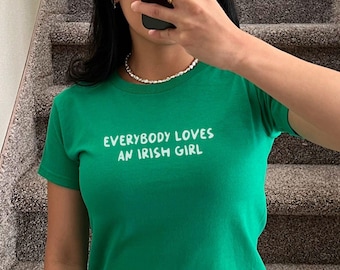 St Patricks Day Shirt, Funny Irish Girl Crop Top, Trendy 90s Baby Tee, Y2K Style Top, Lucky You T Shirt, St Patty's Day Gift, Shamrock Tee