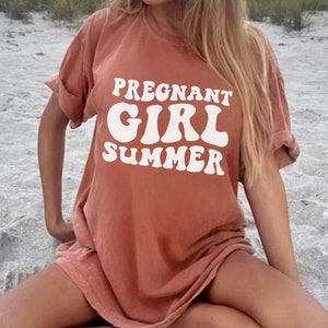 Pregnant Girl Summer Shirt, Comfort Colors Mom to Be Shirt, Baby Announcement, Pregnancy Reveal, Baby Shower Gift, Funny Gift for New Mom