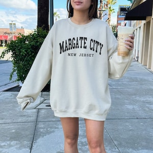 Margate City Sweatshirt, Trendy Preppy Sweatshirt, Aesthetic College Crewneck, Oversized Minimalist Sweater, Margate City New Jersey Shirt