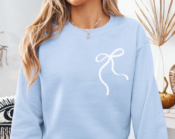 Coquette Bow Sweatshirt, Cute Bow Sweater, Trendy Ribbon Sweatshirt, Sweater With Bows, Gift For Her, Minimalist Coquette Crewneck
