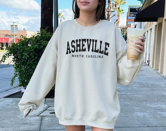 Asheville Sweatshirt, Trendy Preppy Sweatshirt, Aesthetic College Crewneck, Oversized Minimalist Sweater, Asheville North Carolina Shirt