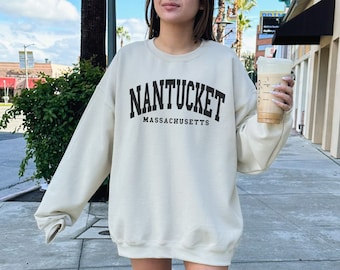 Nantucket Sweatshirt, Trendy Preppy Sweatshirt, Aesthetic College Crewneck, Oversized Minimalist Sweater, Nantucket Massachusetts Shirt