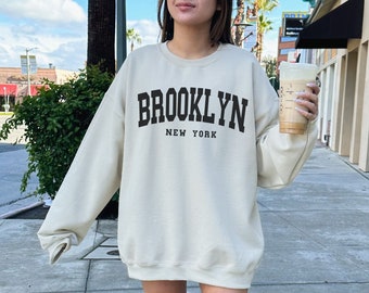 Brooklyn Sweatshirt, Trendy Preppy Sweatshirt, Aesthetic College Crewneck, Oversized Minimalist Sweater, Brooklyn New York Shirt