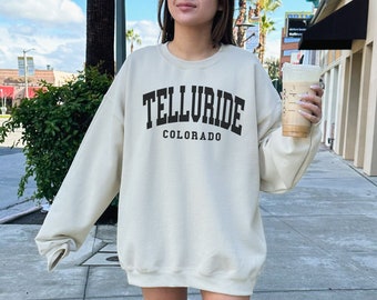 Telluride Sweatshirt, Trendy Preppy Sweatshirt, Aesthetic College Crewneck, Oversized Minimalist Sweater, Telluride Colorado Shirt