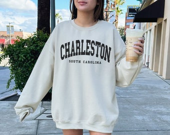 Charleston Sweatshirt, Trendy Preppy Sweatshirt, Aesthetic College Crewneck, Oversized Minimalist Sweater, Charleston Bachelorette Shirt