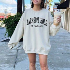 Jackson Hole Sweatshirt, Trendy Varsity Sweatshirt, Aesthetic College Crewneck, Oversized Minimalist Sweater, Jackson Hole Wyoming Shirt