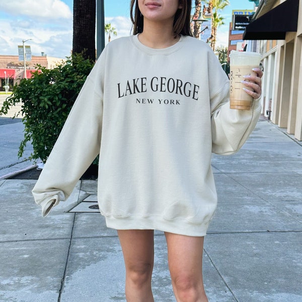 Lake George Sweatshirt, Trendy Preppy Sweatshirt, Aesthetic College Crewneck, Oversized Minimalist Sweater, Lake George New York Sweater