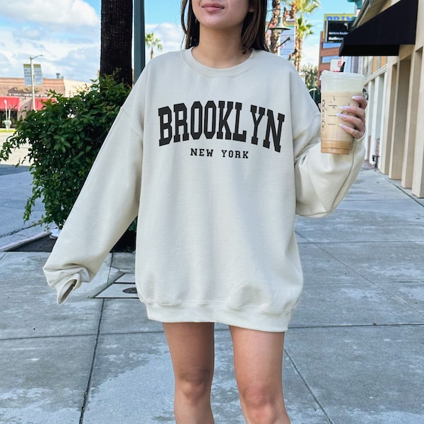Brooklyn Sweatshirt, Trendy Preppy Sweatshirt, Aesthetic College Crewneck, Oversized Minimalist Sweater, Brooklyn New York Shirt